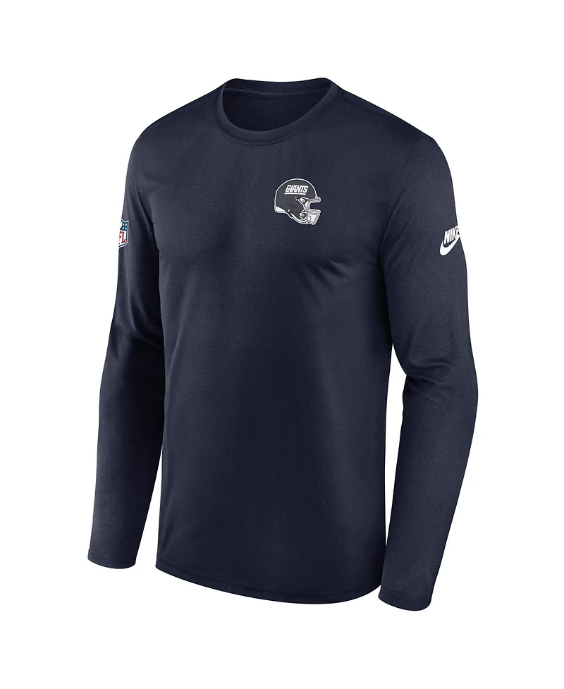 Nike Men's Navy New York Giants Legend Small Logo Dri-fit Long Sleeve T-Shirt
