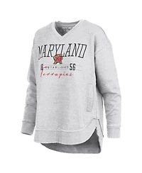 Pressbox Women's Heather Gray Maryland Terrapins Marcus East Hall Poncho V-Neck Sweatshirt
