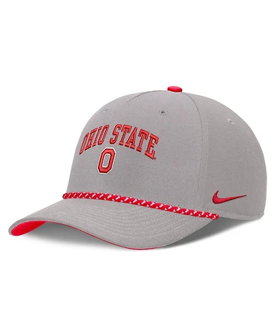 Nike Men's and Women's Gray Ohio State Buckeyes Primetime Rise Rope Adjustable Hat