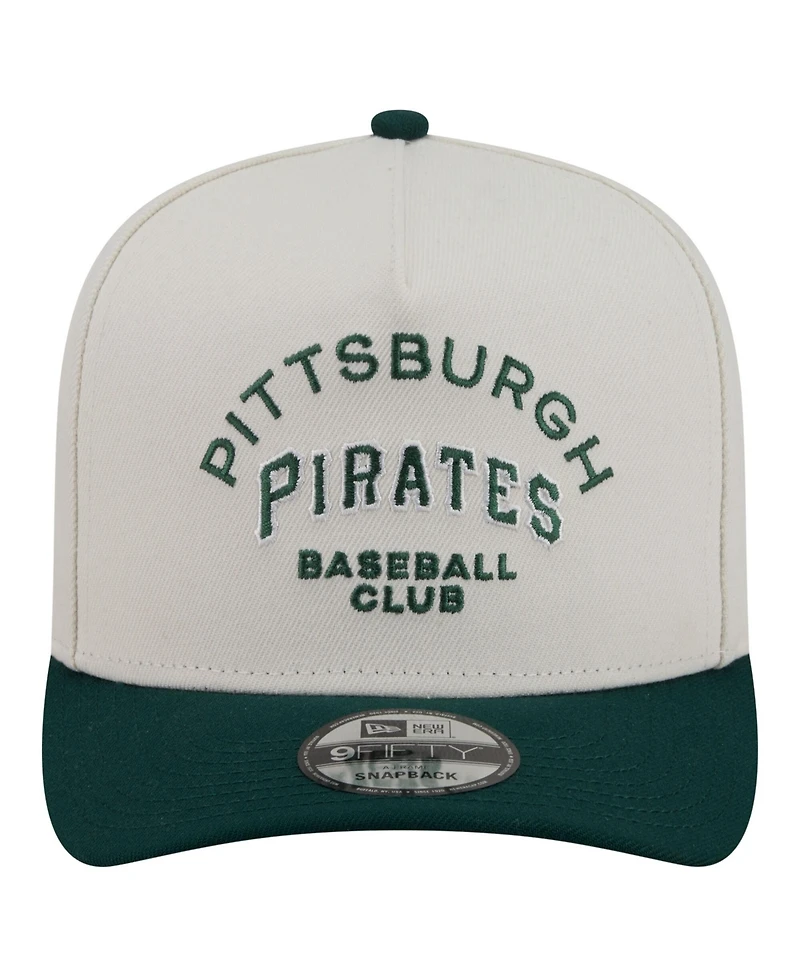 New Era Men's Cream/Dark Green Pittsburgh Pirates Chrome A-Frame 9FIFTY Snapback Hat