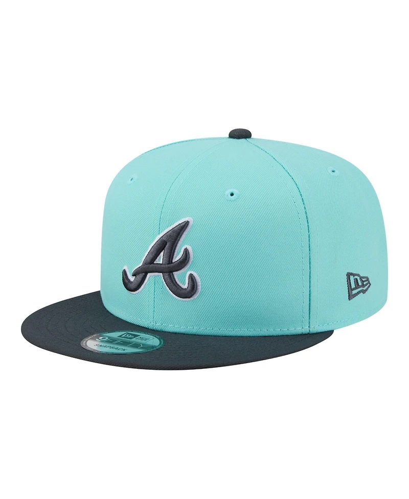 New Era Men's Turquoise/Charcoal Atlanta Braves Two-Tone Color Pack 9FIFTY Snapback Hat