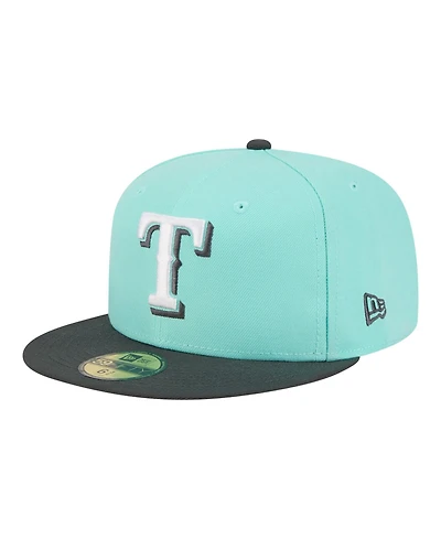 New Era Men's Turquoise/Charcoal Texas Rangers Two-Tone Color Pack 59FIFTY Fitted Hat