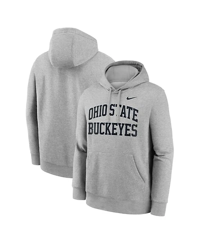 Nike Men's Heather Gray Ohio State Buckeyes Primetime Arched Club Fleece Pullover Hoodie