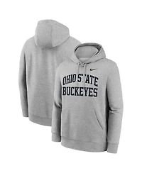 Nike Men's Heather Gray Ohio State Buckeyes Primetime Arched Club Fleece Pullover Hoodie