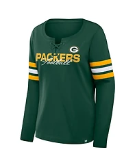 Fanatics Women's Green Bay Packers Team First Coverage Scheme Lace-Up Long Sleeve T-Shirt