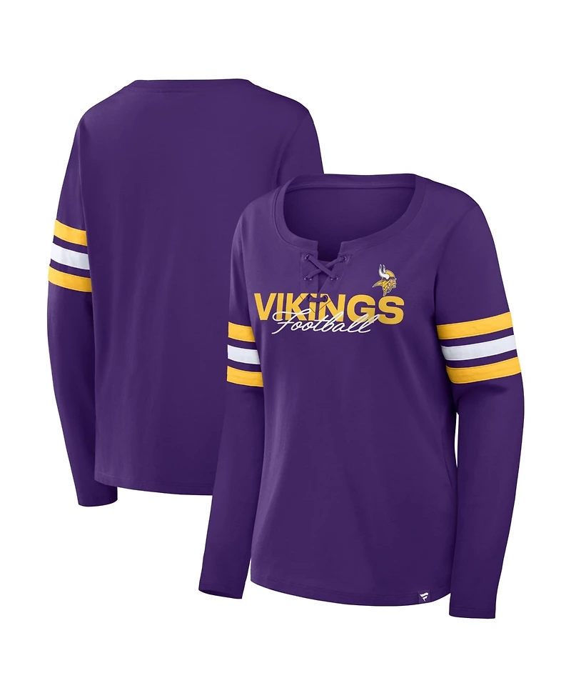 Fanatics Women's Purple Minnesota Vikings Team First Coverage Scheme Lace-Up Long Sleeve T-Shirt