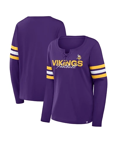 Fanatics Women's Purple Minnesota Vikings Team First Coverage Scheme Lace-Up Long Sleeve T-Shirt