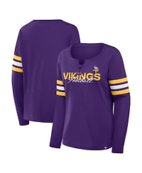 Fanatics Women's Purple Minnesota Vikings Team First Coverage Scheme Lace-Up Long Sleeve T-Shirt