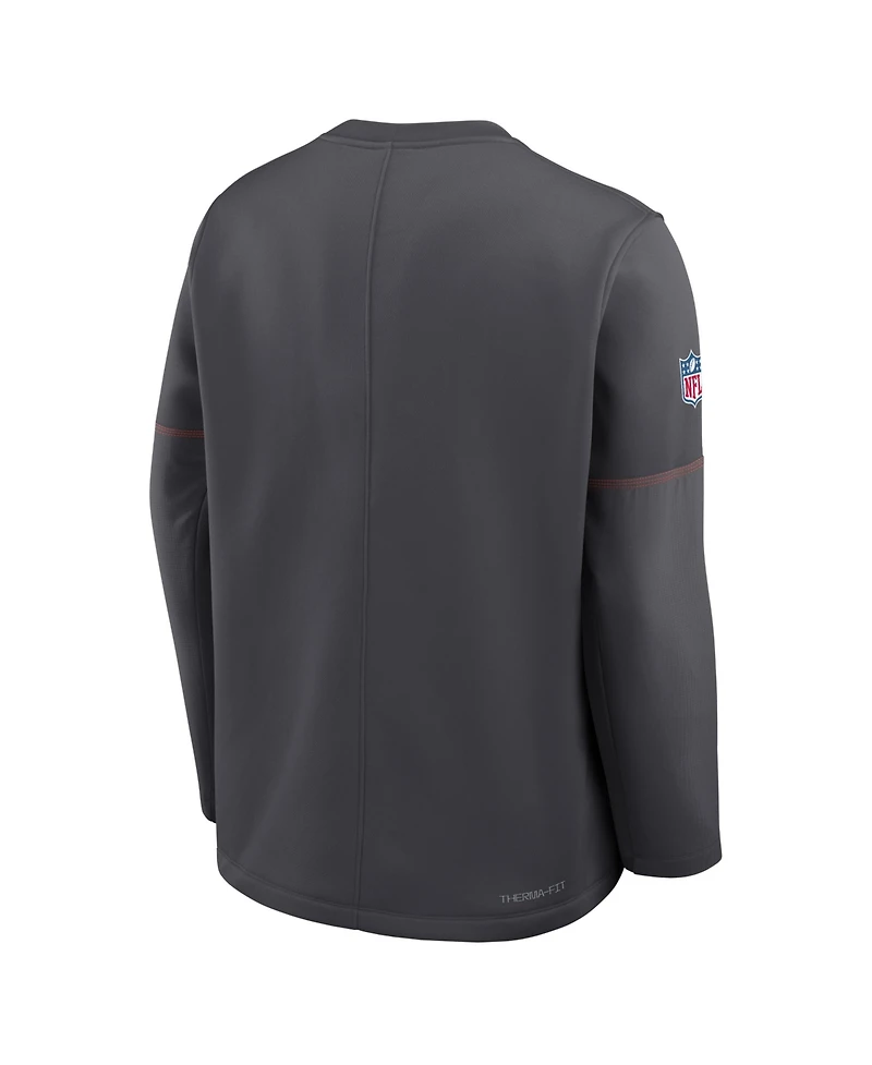 Nike Men's Charcoal Cleveland Browns Sideline Coaches Team Present Midweight Therma-fit Sweatshirt