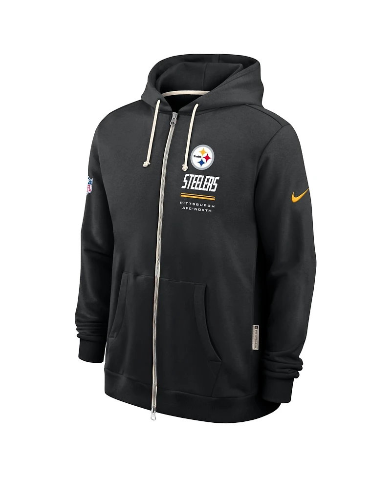 Nike Men's Black Pittsburgh Steelers Sideline Standard Issue Quarterback Scramble Dri-fit Full-Zip Hoodie