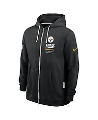 Nike Men's Black Pittsburgh Steelers Sideline Standard Issue Quarterback Scramble Dri-fit Full-Zip Hoodie