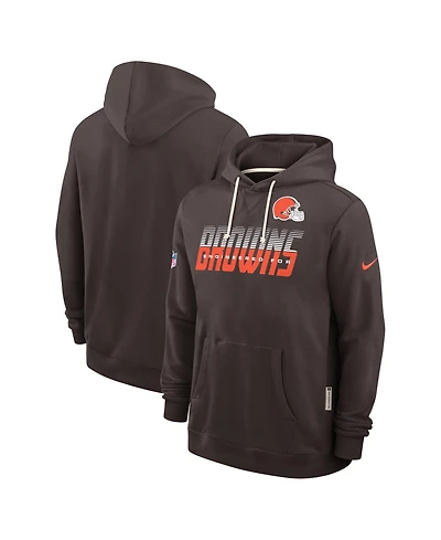 Nike Men's Brown Cleveland Browns Sideline Standard Issue Top Prospect Dri-fit Hoodie