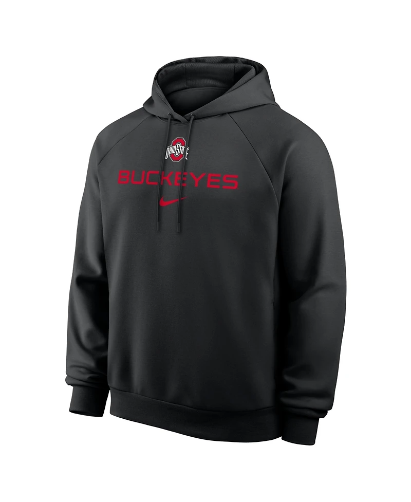 Nike Men's Black Ohio State Buckeyes Premium Performance Raglan Dri-fit Hoodie