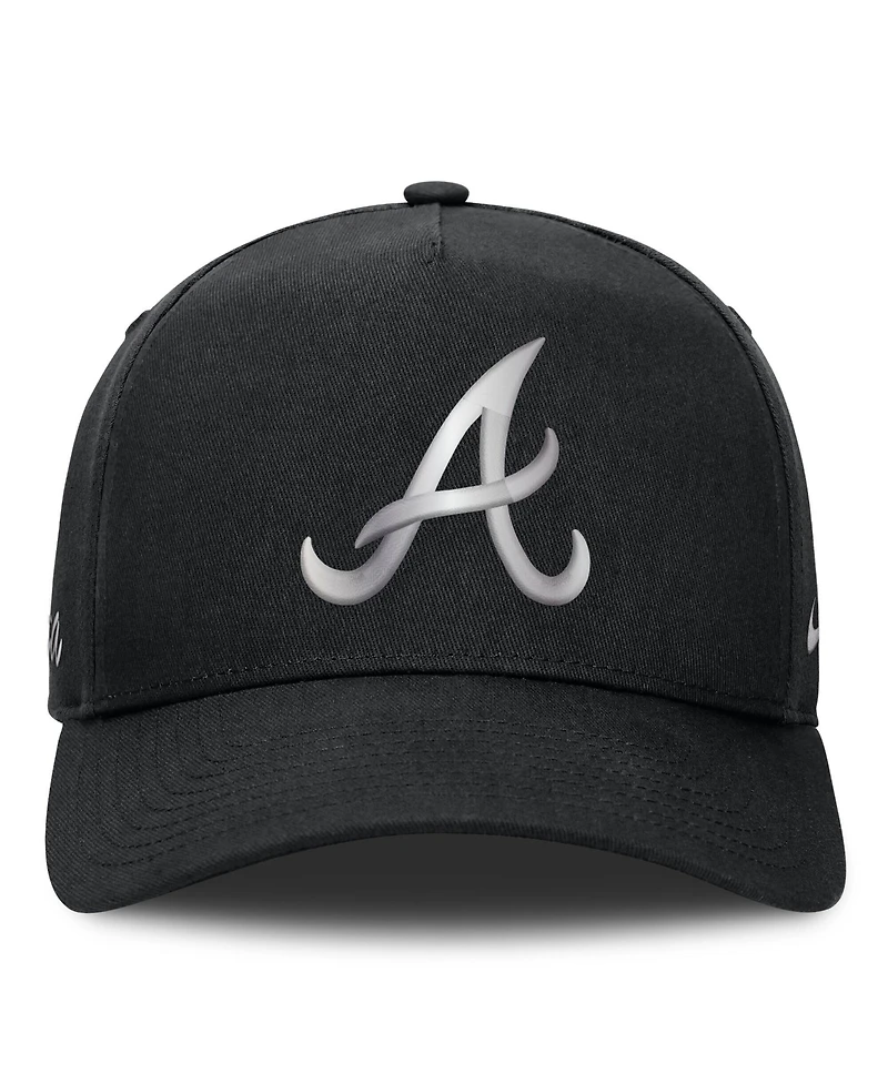 Nike Men's Black Atlanta Braves Rise Dri-fit A-Frame Adjustable Hat