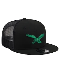 New Era Men's Black Philadelphia Eagles Core Team 9FIFTY Trucker Snapback Hat
