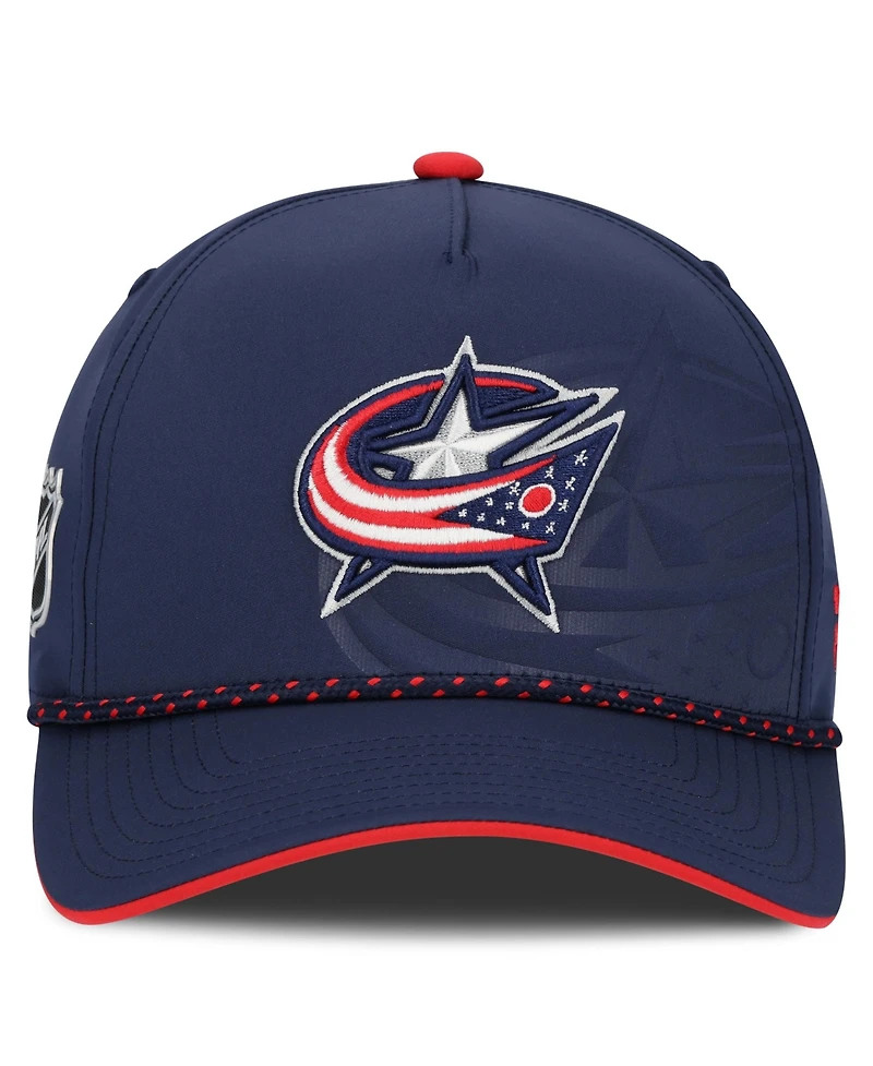 Fanatics Men's Navy Columbus Blue Jackets On Stage Podium A-Frame Adjustable Hat