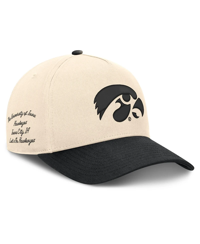 Nike Men's and Women's Natural/Black Iowa Hawkeyes Campus Prep Rise Adjustable Hat