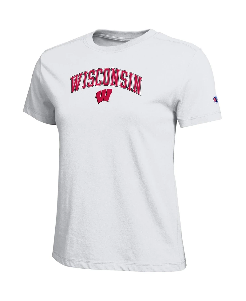 Champion Women's White Wisconsin Badgers Arched Over Logo T-Shirt
