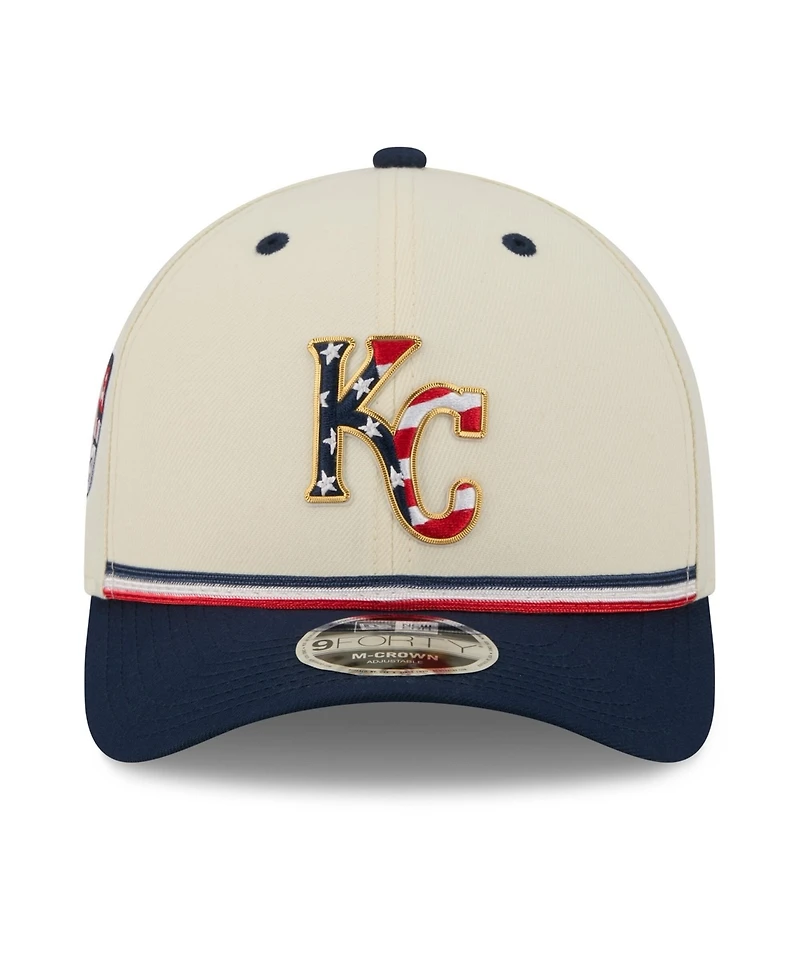 New Era Big Boys and Girls Cream/Navy Kansas City Royals Usa 250 9FORTY M-Crown Adjustable Hat