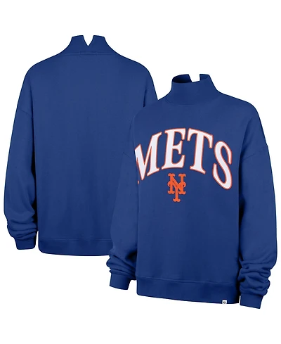 '47 Brand Women's Royal New York Mets Oversized Vantage Mock Neck Sweatshirt