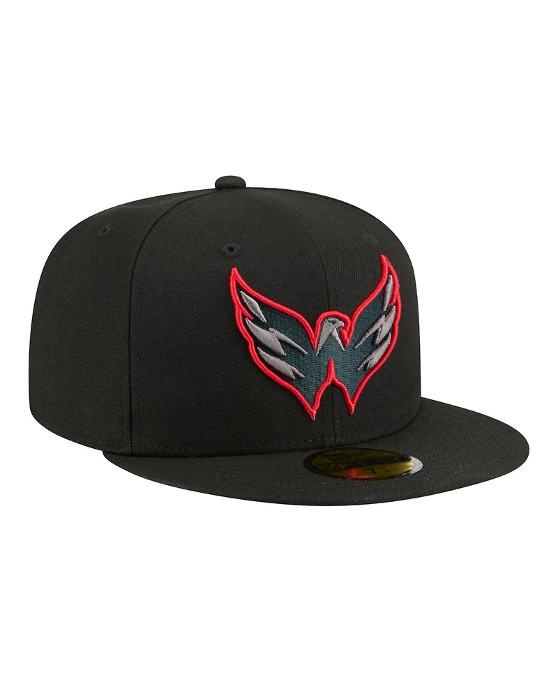 New Era Men's Black Washington Capitals Color Pop 59FIFTY Fitted Hat