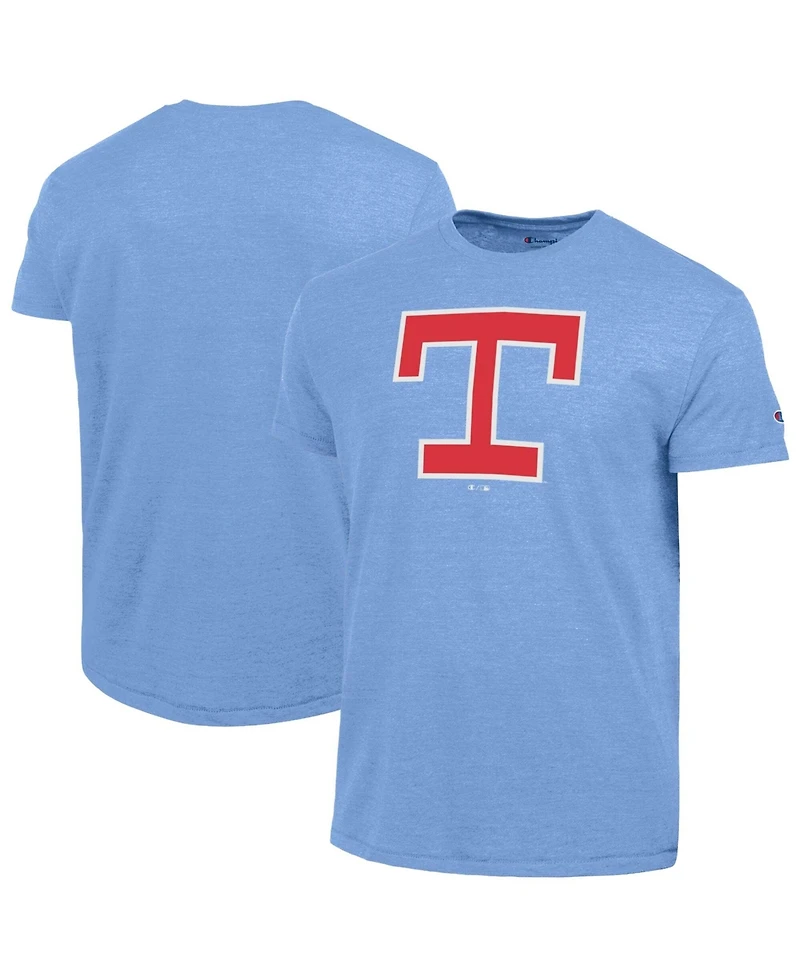 Champion Men's Light Blue Texas Rangers Cooperstown Logo Tri-Blend T-Shirt