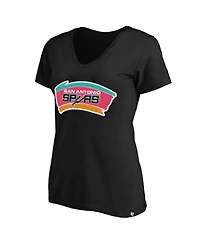 '47 Brand Women's Black San Antonio Spurs Plus Frankie V-Neck T-Shirt