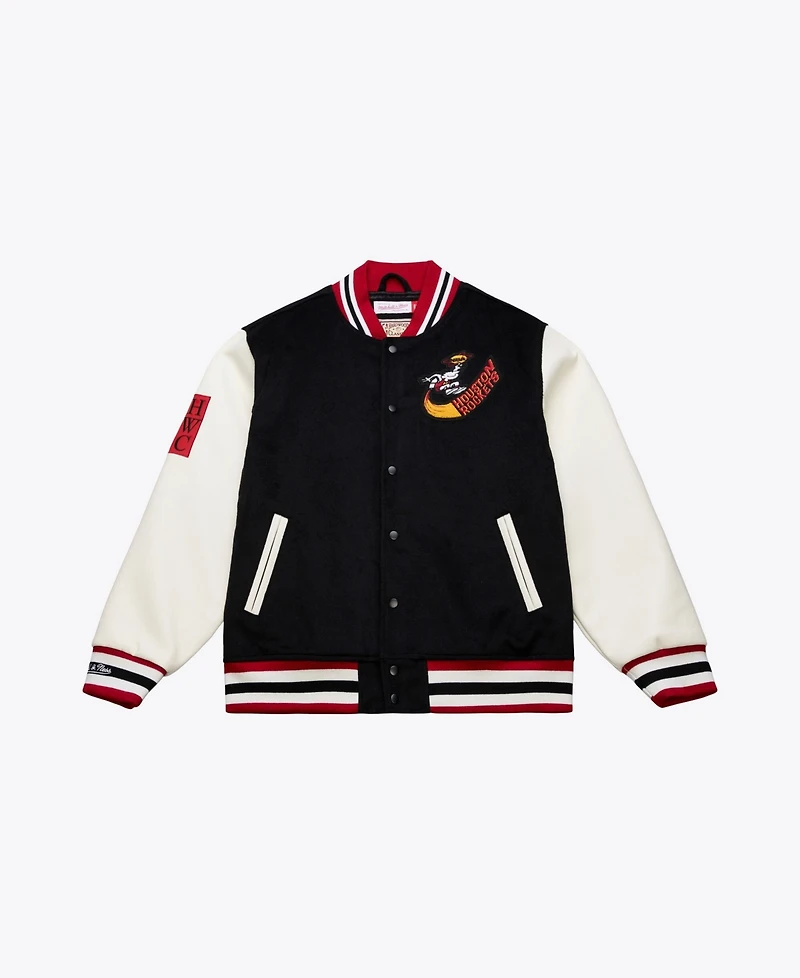 Mitchell & Ness Men's Black/White Houston Rockets Hardwood Classics Off Day Full-Snap Varsity Jacket