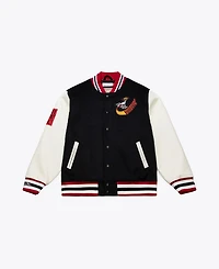 Mitchell & Ness Men's Black/White Houston Rockets Hardwood Classics Off Day Full-Snap Varsity Jacket