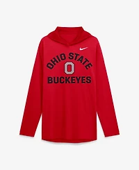 Nike Men's Scarlet Ohio State Buckeyes Primetime Arch Tri-Blend Dri-fit Long Sleeve Hooded T-Shirt