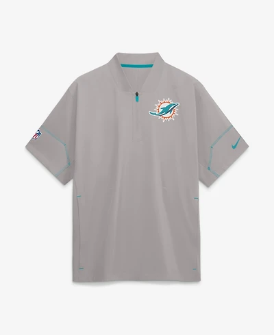 Nike Men's Gray Miami Dolphins Sideline Short Sleeve Quarter-Zip Coaches Jacket