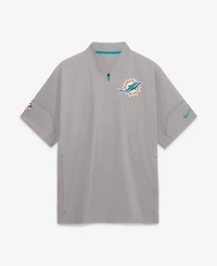 Nike Men's Gray Miami Dolphins Sideline Short Sleeve Quarter-Zip Coaches Jacket