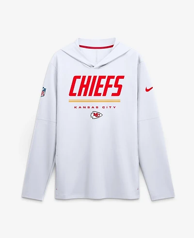 Nike Men's White Kansas City Chiefs Sideline Game On Lightweight Long Sleeve Dri-fit Hoodie