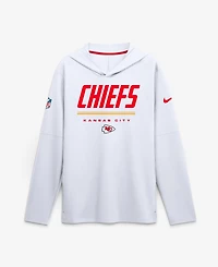 Nike Men's White Kansas City Chiefs Sideline Game On Lightweight Long Sleeve Dri-fit Hoodie