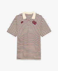 Nike Men's Natural/Crimson Oklahoma Sooners Striped Primary Logo Dri-fit Polo Shirt