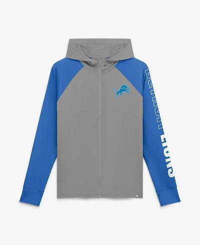 Fanatics Women's Gray/Blue Detroit Lions Cornerback Blitz Raglan Full-Zip Hoodie