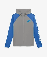 Fanatics Women's Gray/Blue Detroit Lions Cornerback Blitz Raglan Full-Zip Hoodie
