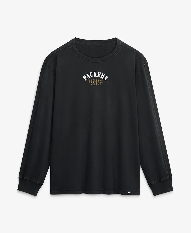 Fanatics Men's Black Green Bay Packers Relaxed Fullback Drive Long Sleeve Fashion T-Shirt