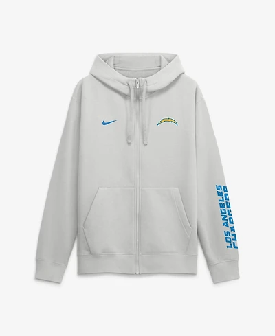 Nike Men's Gray Los Angeles Chargers Cool Down Club Full-Zip Hoodie