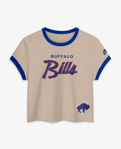 Nike Women's Buffalo Bills Rewind Ringer Cropped T-Shirt