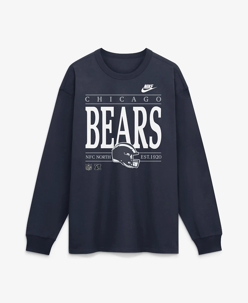 Nike Men's Navy Chicago Bears Red Zone Long Sleeve Max90 T-Shirt