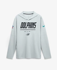 Nike Men's Platinum Miami Dolphins Sideline Game On Lightweight Long Sleeve Dri-fit Hoodie