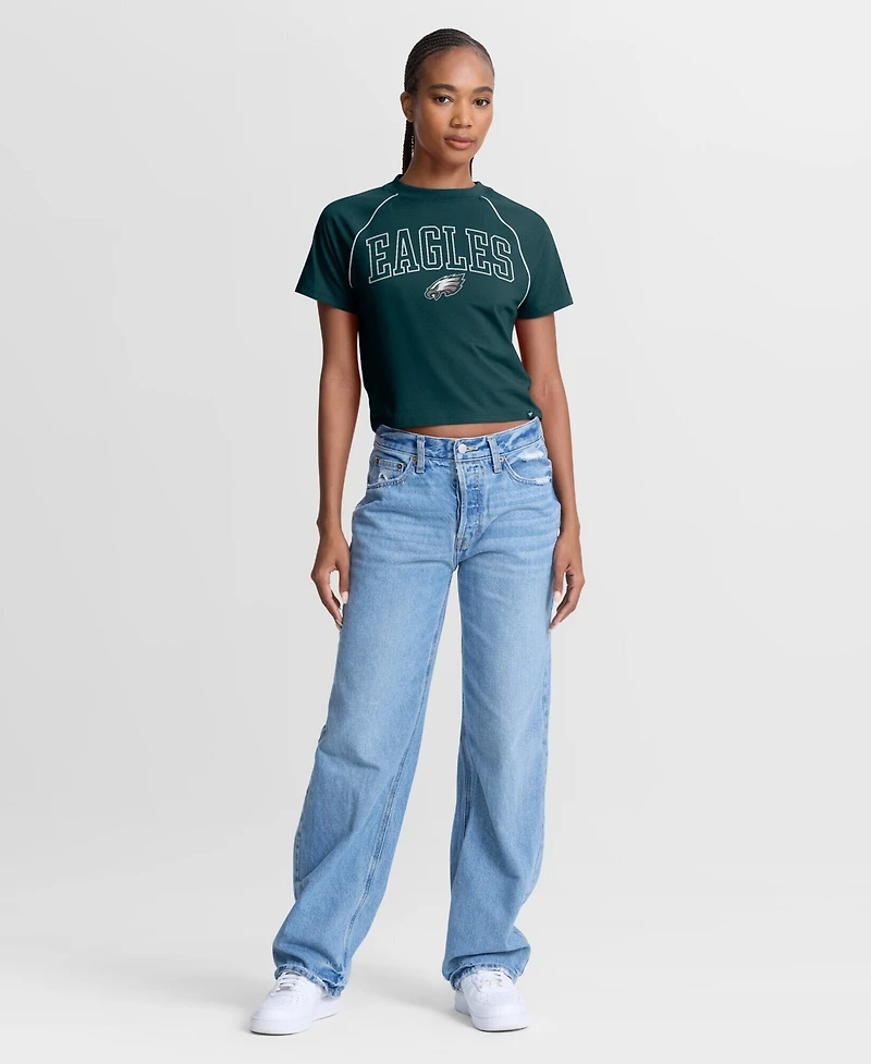 Fanatics Women's Midnight Green Philadelphia Eagles Offensive Scheme Raglan Tri-Blend Cropped Top