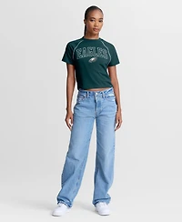 Fanatics Women's Midnight Green Philadelphia Eagles Offensive Scheme Raglan Tri-Blend Cropped Top