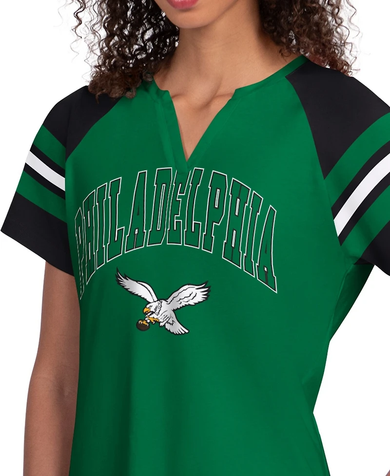 Starter Women's Kelly Green Philadelphia Eagles Game On Notch Neck Raglan T-Shirt