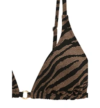Lascana Women's O-Ring Zebra Print Triangle Bikini Swimsuit Top Bra Sizing