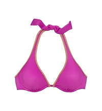 Lascana Women's Metallic Trim Halter Bikini Swimsuit Top Bra Sizing