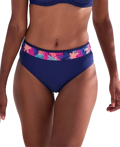 Lascana Women's Contrast Print High Waisted Bikini Swimsuit Bottom