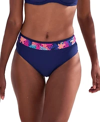Lascana Women's Contrast Print High Waisted Bikini Swimsuit Bottom