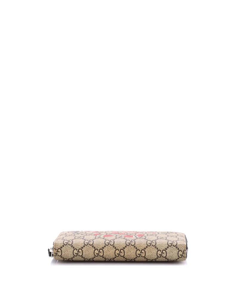 Pre-Owned Gucci Zip Around Wallet Gg Coated Canvas with Applique